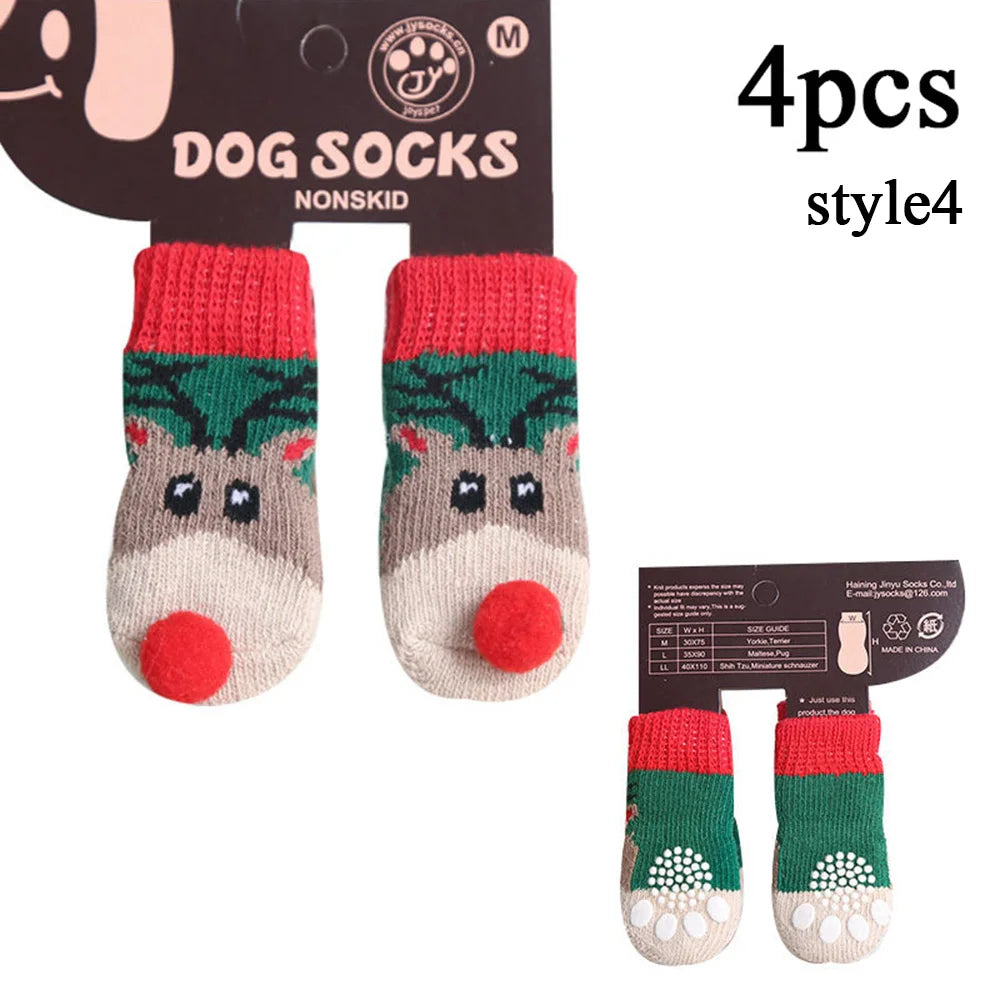 4PCS Winter Pet Dog Socks