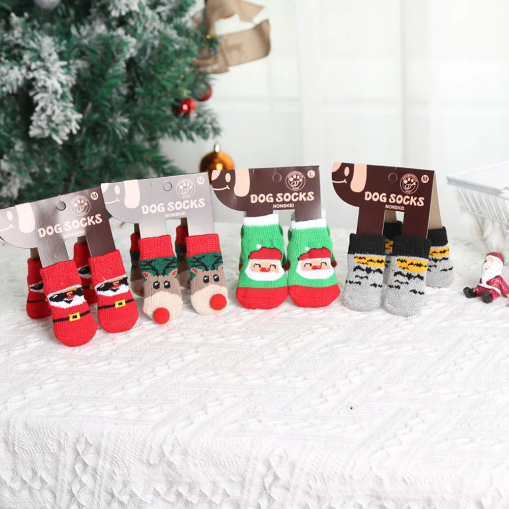 4PCS Winter Pet Dog Socks