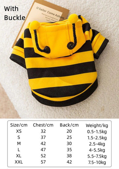 Pet Halloween Costume Honey Bee Role Play Hoodie