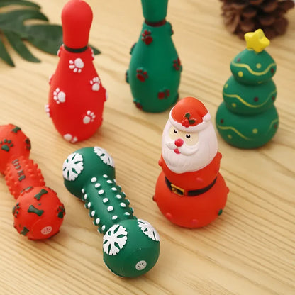 Christmas Tree Santa Bowling Dog Toy